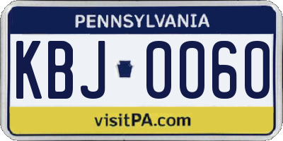 PA license plate KBJ0060