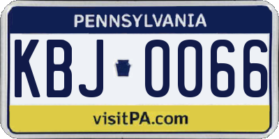 PA license plate KBJ0066