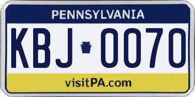 PA license plate KBJ0070