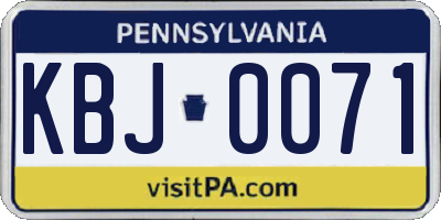 PA license plate KBJ0071
