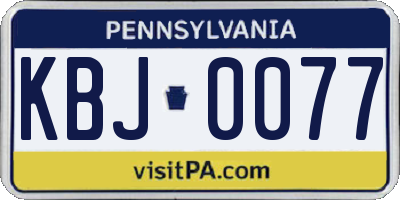 PA license plate KBJ0077