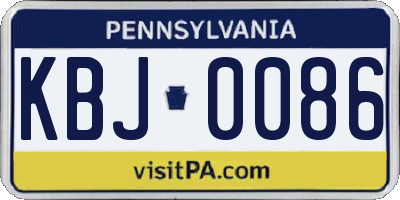 PA license plate KBJ0086