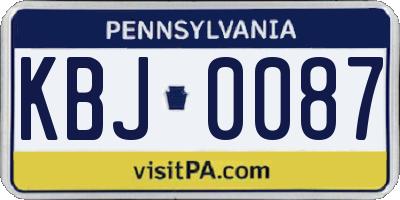 PA license plate KBJ0087