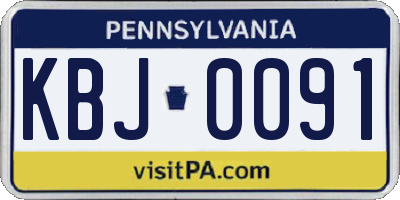 PA license plate KBJ0091