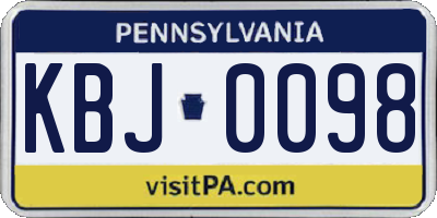 PA license plate KBJ0098