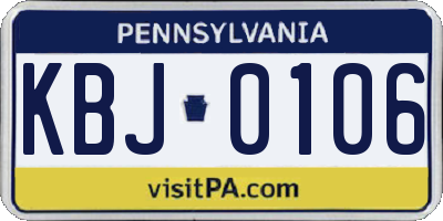 PA license plate KBJ0106