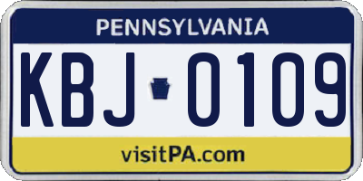 PA license plate KBJ0109