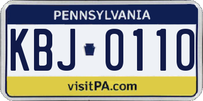PA license plate KBJ0110