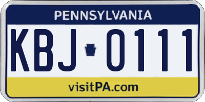PA license plate KBJ0111