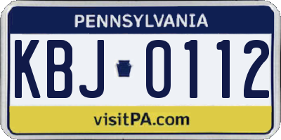 PA license plate KBJ0112