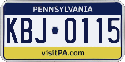 PA license plate KBJ0115