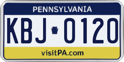 PA license plate KBJ0120