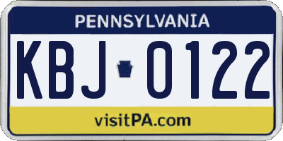 PA license plate KBJ0122