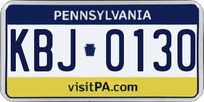PA license plate KBJ0130