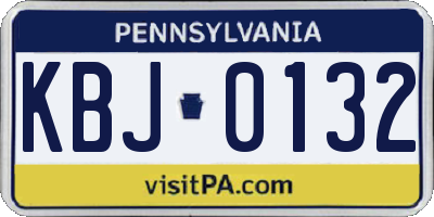 PA license plate KBJ0132
