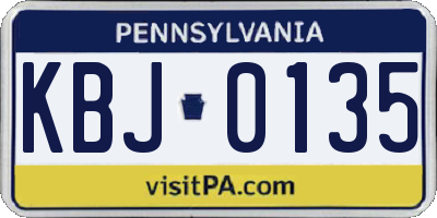 PA license plate KBJ0135