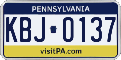 PA license plate KBJ0137