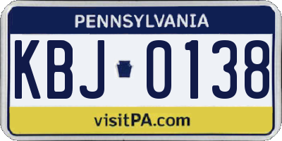 PA license plate KBJ0138