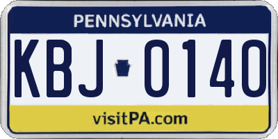 PA license plate KBJ0140