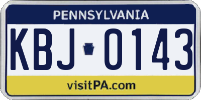 PA license plate KBJ0143
