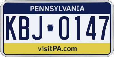 PA license plate KBJ0147