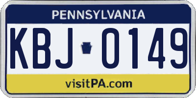 PA license plate KBJ0149
