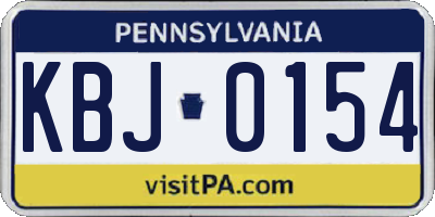PA license plate KBJ0154
