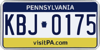 PA license plate KBJ0175