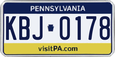 PA license plate KBJ0178