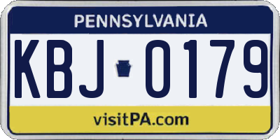PA license plate KBJ0179