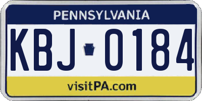 PA license plate KBJ0184