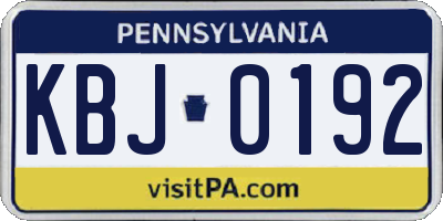 PA license plate KBJ0192