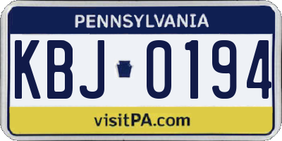 PA license plate KBJ0194