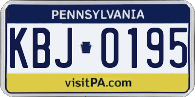 PA license plate KBJ0195