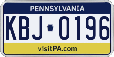 PA license plate KBJ0196