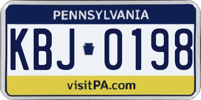 PA license plate KBJ0198