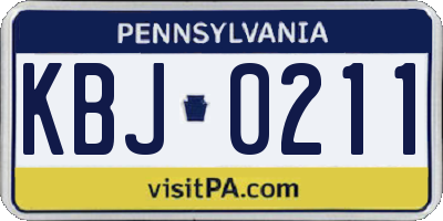 PA license plate KBJ0211
