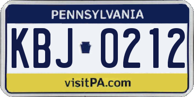 PA license plate KBJ0212
