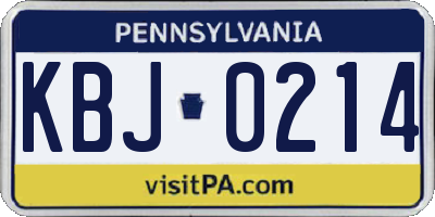 PA license plate KBJ0214