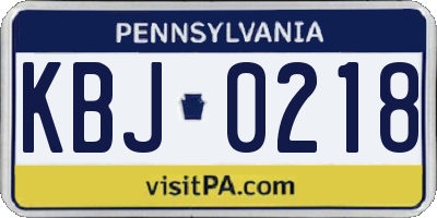 PA license plate KBJ0218
