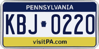 PA license plate KBJ0220