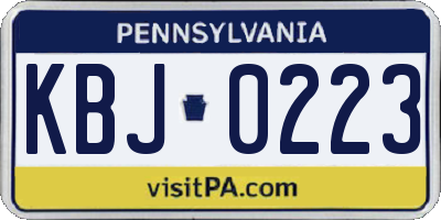 PA license plate KBJ0223