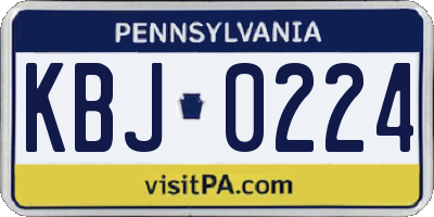 PA license plate KBJ0224