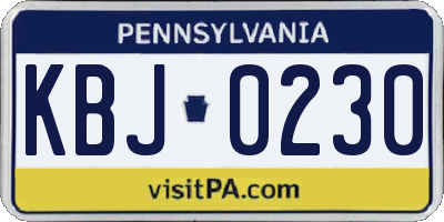 PA license plate KBJ0230