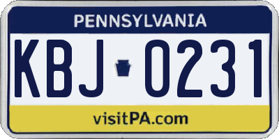 PA license plate KBJ0231