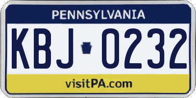 PA license plate KBJ0232