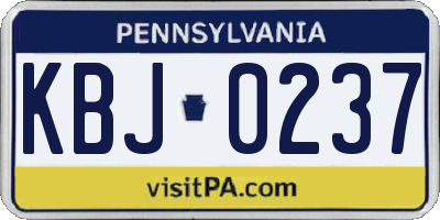 PA license plate KBJ0237