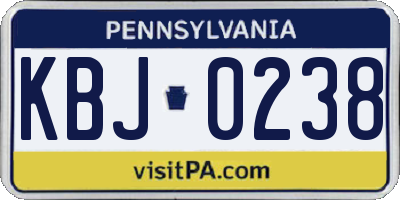 PA license plate KBJ0238