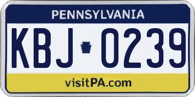 PA license plate KBJ0239