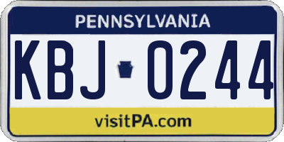 PA license plate KBJ0244